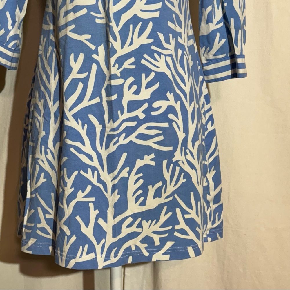 Barbara gerwitt // light blue, white coral print v neck dress sz small mpm - Picture 3 of 8